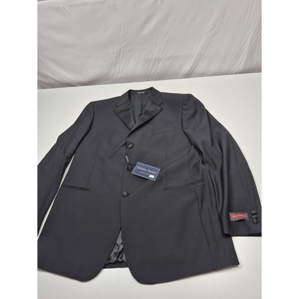 Roberto Zanieri Suit Jacket Mens 46L Gray Super 100 Wool Made In Italy NWT